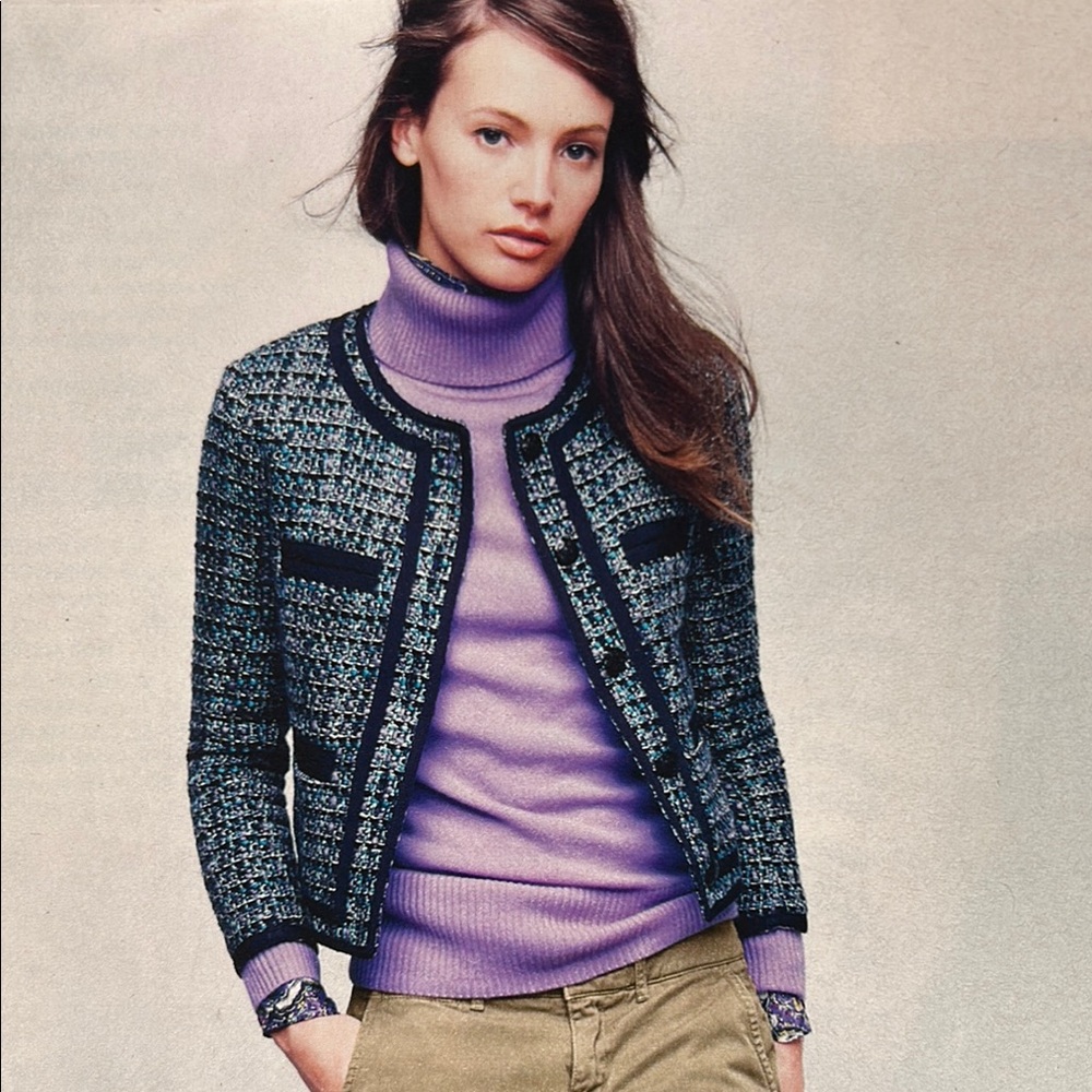 NWT Rare J.Crew Chic Tweed Fanfare Tweed Jacket - Green and Black